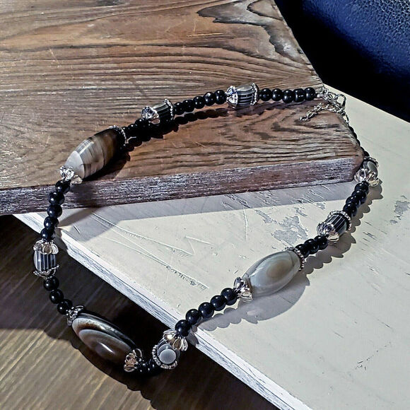 Handcrafted Large Botswana Agate Beads Necklace - Picture 1 of 4